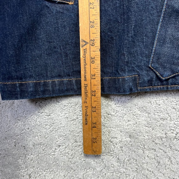 Lauren Jeans Co Ralph Lauren Trench Coat Womens Large Dark Wash Denim Belted - Picture 12 of 14